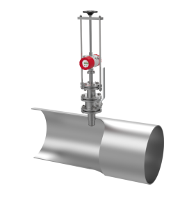 PIT-UMF2B mit Ausbauvorrichtung mit Prozessrohr.239.png: Magnetic-inductive insertion sensor